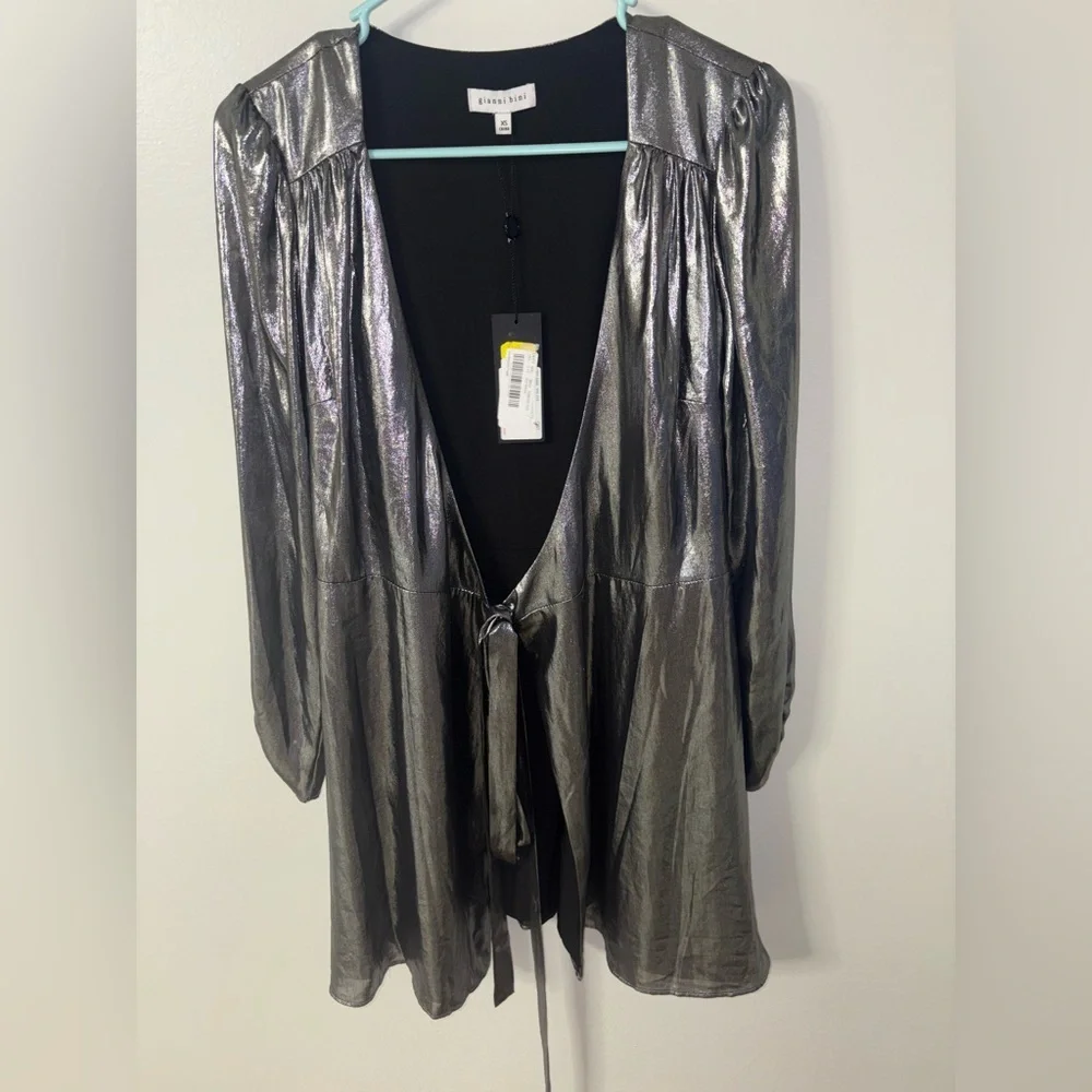 Gianni Bini Silver Metallic Mini Dress - Picture 2 of 6